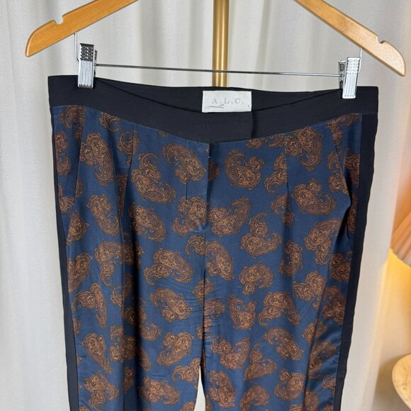 A.L.C. 100% Silk Paisley Trousers sz 8 - Picture 9 of 13